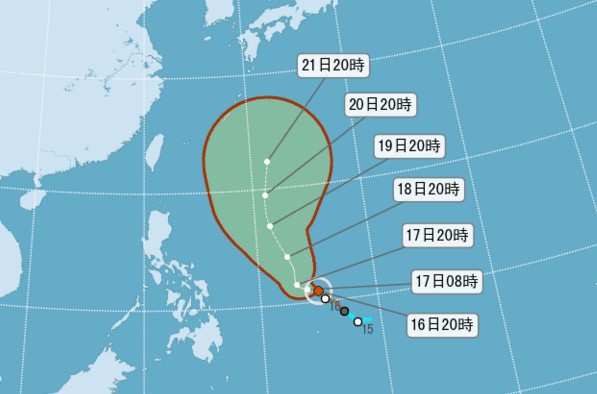 21號颱風蘭恩持續增強  未來一週多雨須防強風
