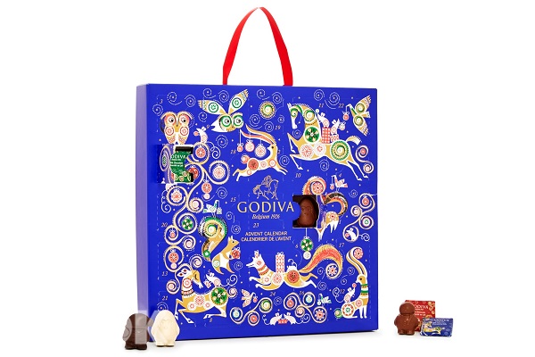 濃濃的聖誕氣息延燒，GODIVA推出聖誕倒數日曆巧克力禮盒24顆裝（圖／GODIVA）