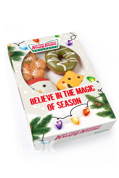 聖誕節限定款甜甜圈禮盒6入。(圖/Krispy Kreme)