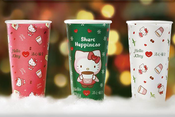 清心推出Hello Kitty聖誕杯款，3款不同圖案的新款式 (圖／清心福全冷飲站)