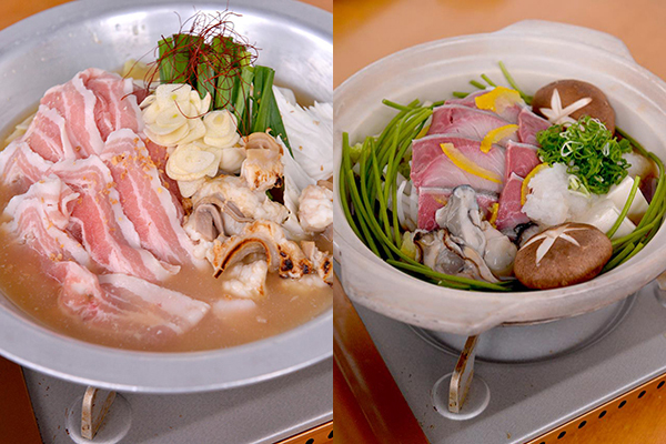 左為九州牛雜鍋、右為鰤魚牡蠣柚香鍋 (圖／EN和食)