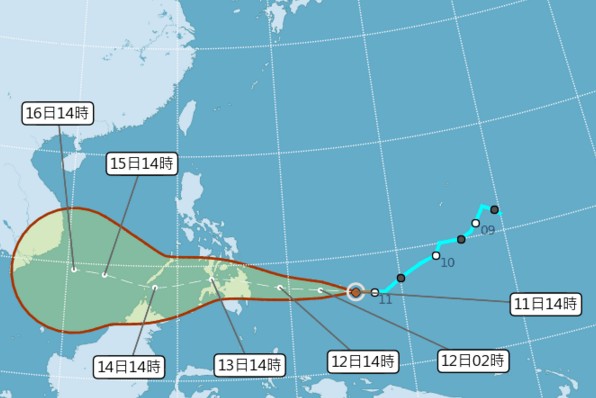 2018年第2號颱風生成，命名為三巴。(圖／中央氣象局)
