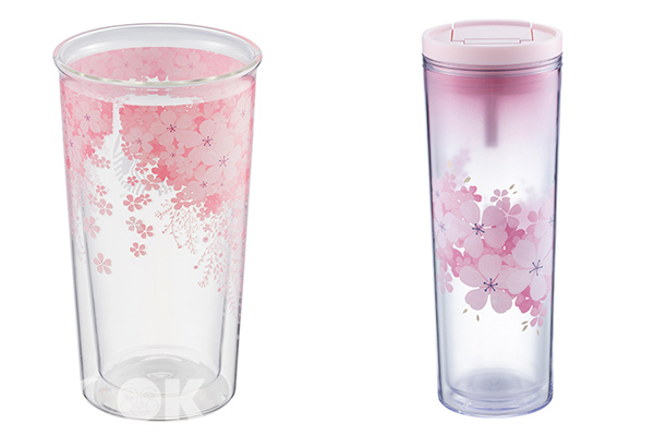 櫻花燦爛隨行杯、落櫻繽紛雙層玻璃杯。