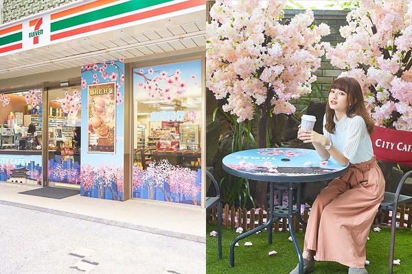 國館門市利用櫻花樹打造有如小花園般的場景，在此賞櫻品味咖啡更是絕美的體驗。（圖／7-ELEVEN）