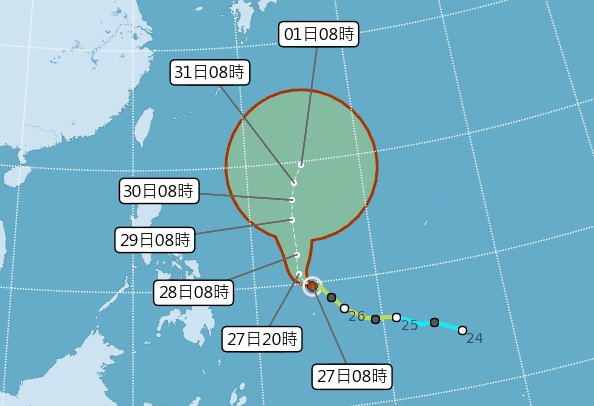 鯉魚颱風動向。(圖／中央氣象局)