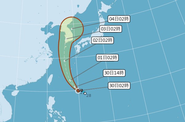 颱風巴比侖行徑路線預測。(圖／中央氣象局)