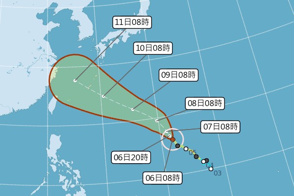 中度颱風瑪莉亞路徑預測圖。(圖／中央氣象局)