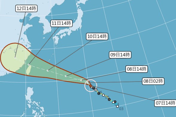 強烈颱風瑪莉亞預估路徑圖。(圖／中央氣象局)