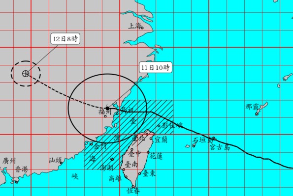 中度颱風瑪莉亞11日10時的動態圖。(圖／中央氣象局)