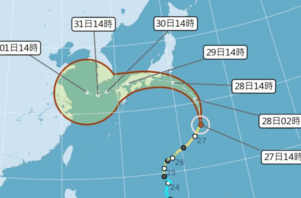 12號颱風雲雀路徑圖。(圖／中央氣象局，以下同)