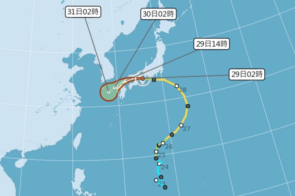 輕颱雲雀未來走勢路徑。(圖／中央氣象局，以下同)