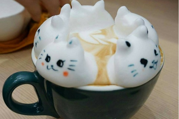 超人氣的貓咪3D拉花咖啡。（圖／貓旅行咖啡輕食館）