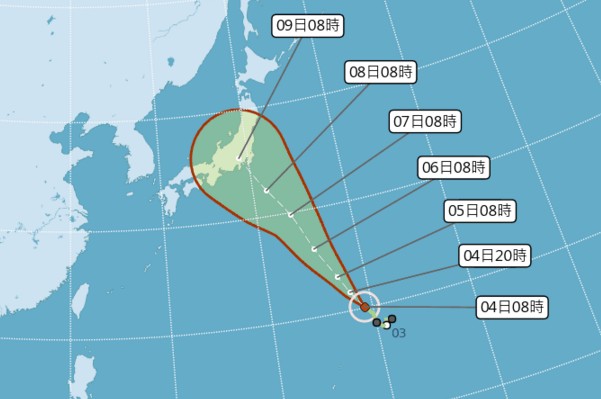 颱風珊珊行徑路線。(圖／中央氣象局)