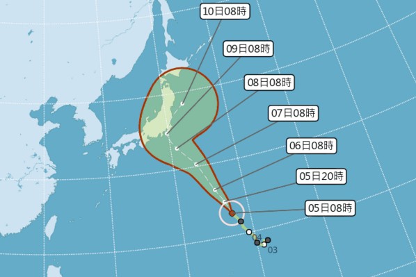 颱風珊珊預估路徑圖。(圖／中央氣象局)