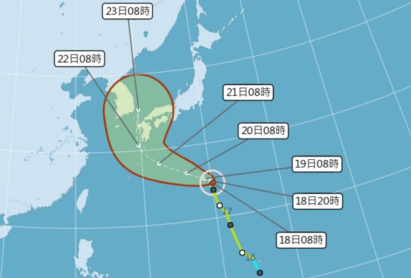 蘇力颱風路徑預測圖。(圖／中央氣象局)