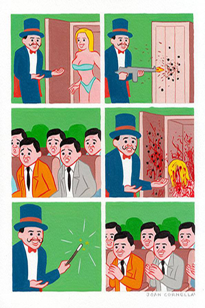 不需要任何文字，Joan Cornellà也能將人性最黑暗的一面，用鮮明色彩赤裸地呈現。