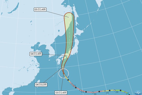 強颱燕子即將侵襲日本。(圖／中央氣象局)