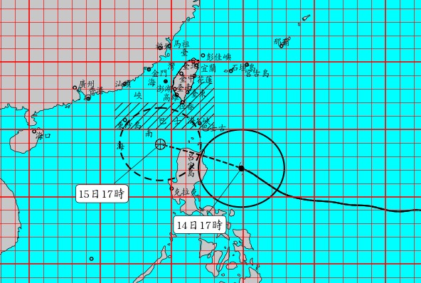 氣象局已對山竹颱風發布海上颱風警報，其動態圖。(圖／中央氣象局，以下同）