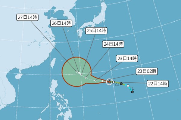 潭美颱風預測路徑。(圖／中央氣象局，以下同)