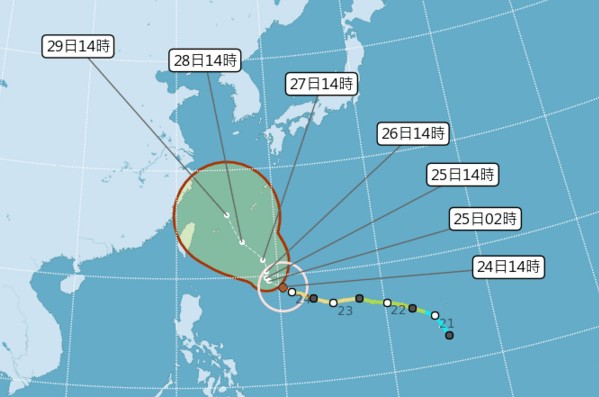 潭美颱風成強颱    北偏或穿台週三是關鍵