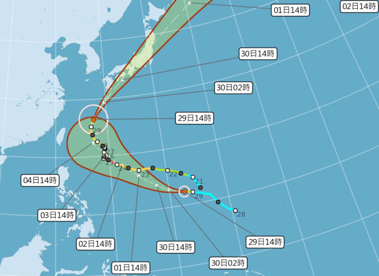 潭美與康芮颱風動態。（圖 / 中央氣象局，以下同）