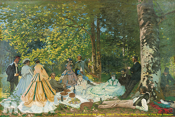 莫內《草地上的午餐》是第一次來台展出，在畫中能感受到他對妻子熱烈的情感。