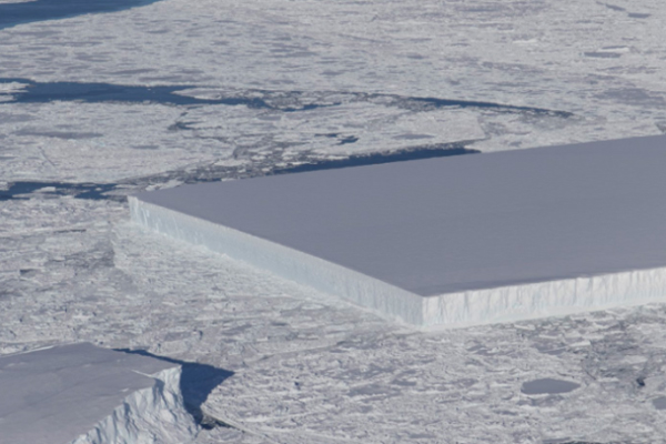 NASA於推特上發布的矩形冰山照。 (圖／NASA Twitter，以下同)