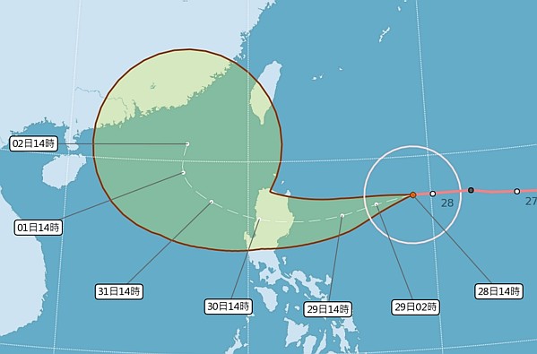 玉兔颱風路徑動態圖。