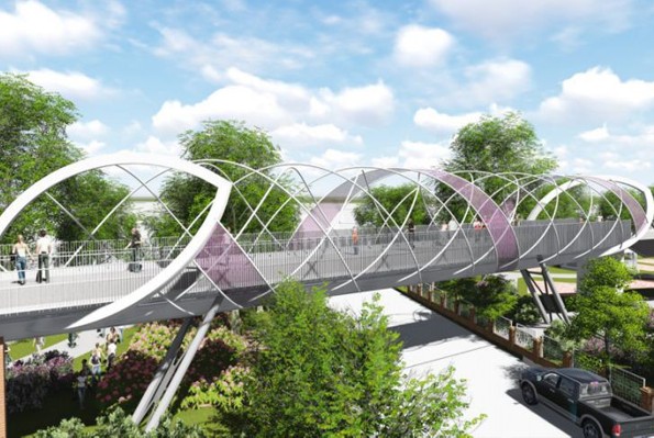 2018花博在台中豐原葫蘆墩公園打造包括鵲橋的「花嫁廊道」。