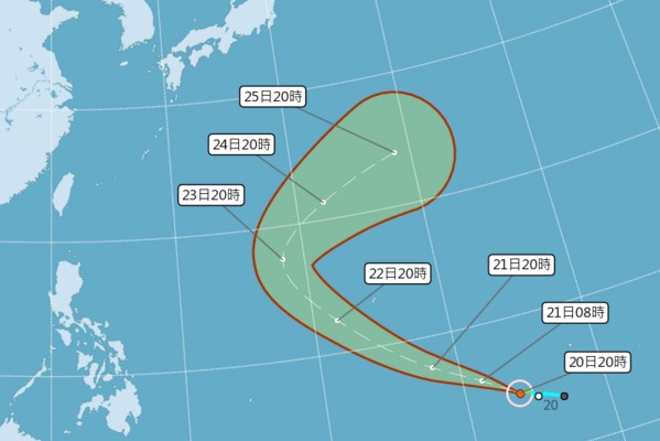 第28號颱風萬宜動態走勢圖。(圖／中央氣象局）