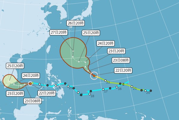 文／MOOK景點家整理報導

編號28號颱風萬宜於22日晚間8時增強為中度颱風，位於關島西方740公里海面上，以每小時26小時的速度向西北方前進。
