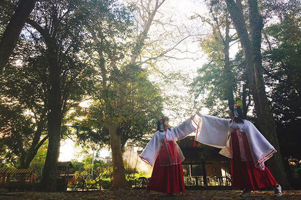 元旦當天有巫女祈舞，能看見巫女在遙拜所起舞。 (圖／鳥居 Torii  喫茶食堂/祈福文化/親子遊憩)