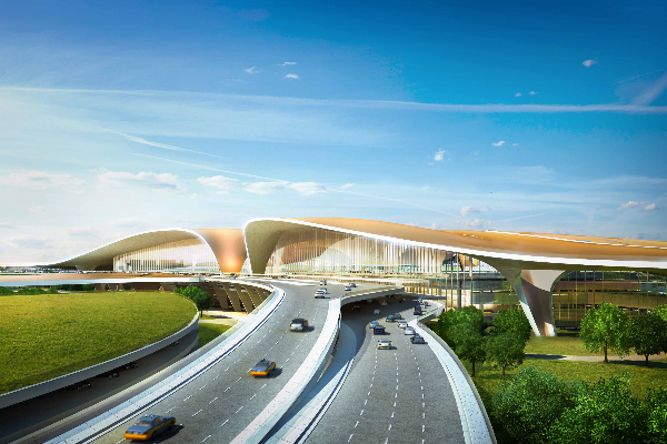 機場外觀富有設計感、未來感、科技感。