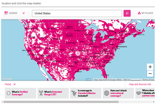 T-Mobile上網訊號覆蓋率