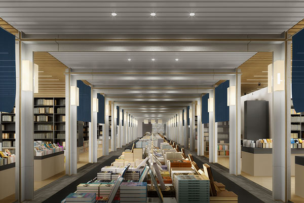 書區以日式經典模矩，構成層次清晰的迴字廊道搭配日式暖簾，創造和諧氛圍。 (圖／誠品生活)