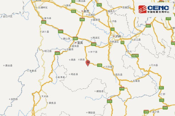 地震發生於四川宜賓長寧縣附近。 (圖／中國地震台網中心)