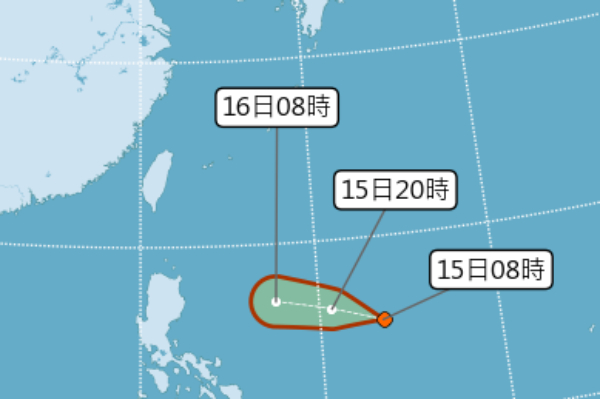 太平洋熱帶性低氣壓TD10，以每小時26公里向西北西前進。