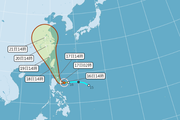 今年地5號颱風丹娜絲，預計將朝西北西方向移動。 (圖／中央氣象局，以下同)