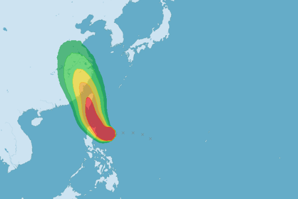 颱風七級風暴風圈的侵襲機率非常高。