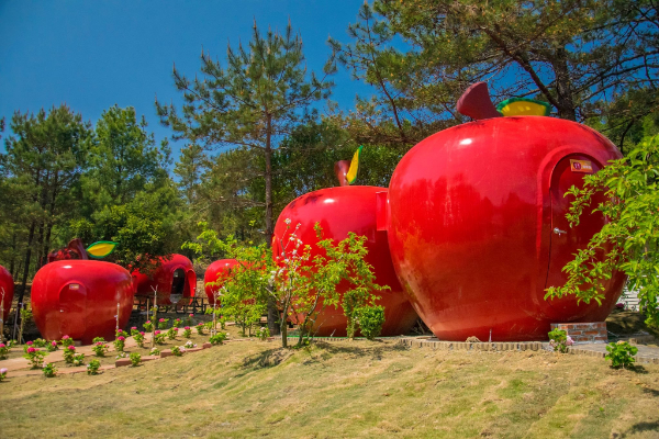 福壽山農場改造原露營地打造造型蘋果露營屋。（圖／福壽山農場，以下同）