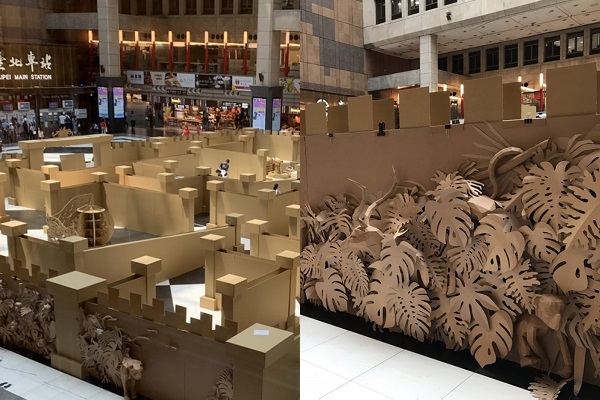 造紙公會於台北車站打造巨型紙箱迷宮。（圖／紙箱戰紀，以下同）
