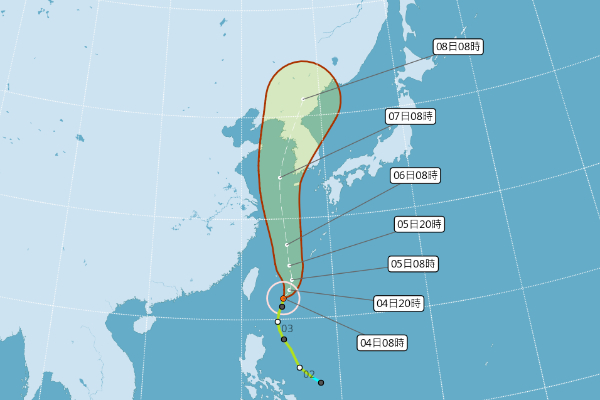 玲玲颱風目前以每小時7公里的速度往北北東方向前進。