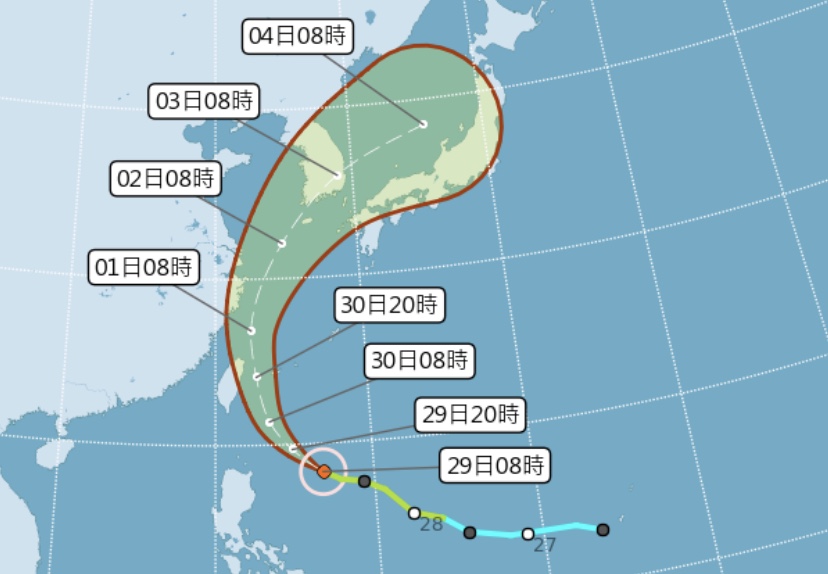 米塔颱風路徑圖。（圖/中央氣象局）