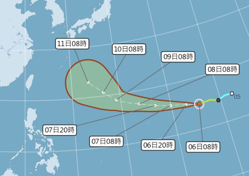 哈吉貝颱風路徑預測。（圖 / 中央氣象局，以下同）