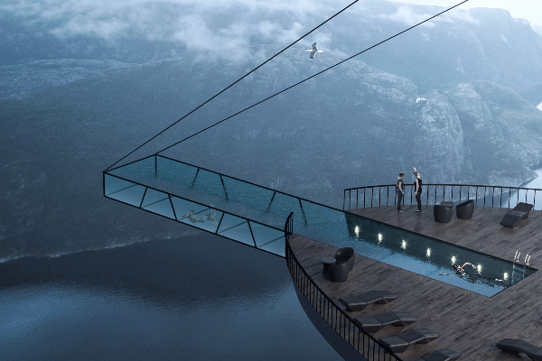 鏤空數百米的無邊際泳池，挑戰旅人們心臟的極限。 (圖／Hayri Atak Architectural Design Studio)