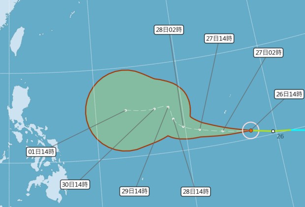 第28號颱風北冕行徑路線預測圖。(圖／中央氣象局，以下同)