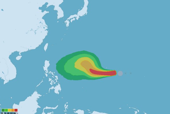 颱風侵襲機率圖。