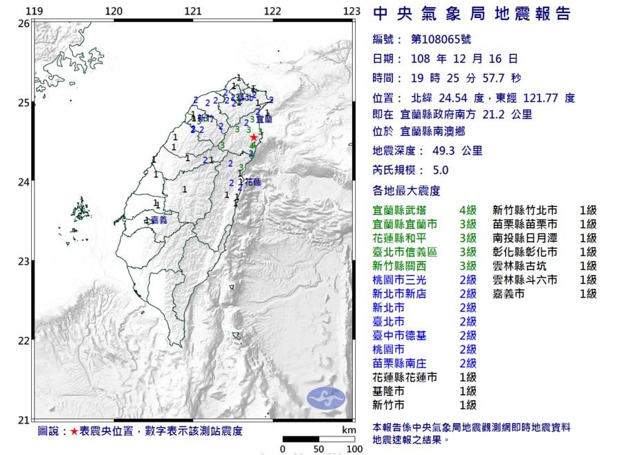 有感地震國家級警報！芮氏規模5.0級