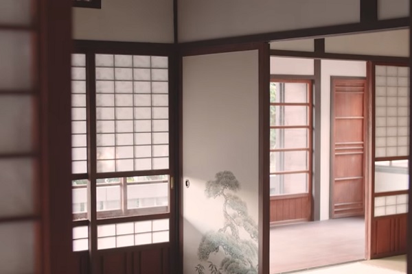 門窗具有獨特的日式風格。