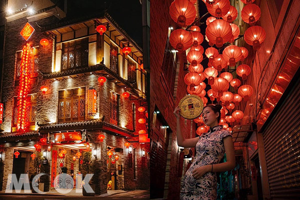 紅通通地瓦庫巷，大紅燈籠高掛，充滿過新年的喜慶氣氛。 (圖／yu_ki9604)